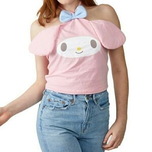 My Melody Pink Halter Top with 3D Face and Blue Bow